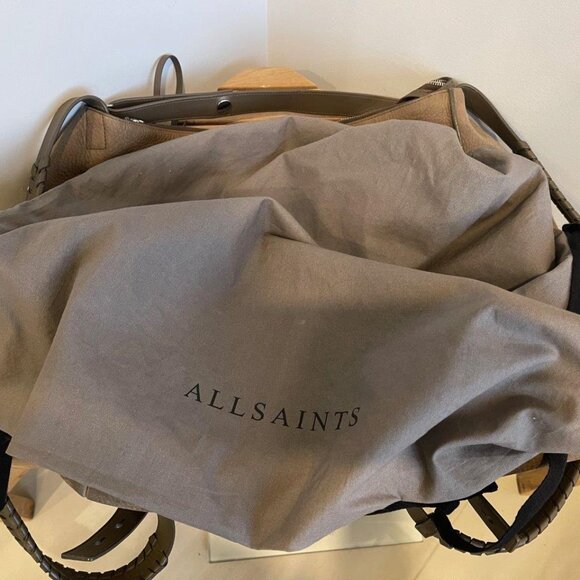 All Saints Leather Suede Handbag Backpack Hybrid Large with Woven Straps - Picture 2 of 12